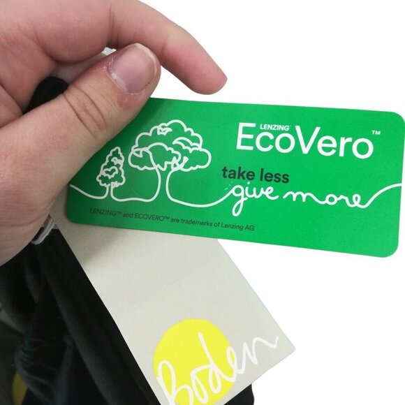 Boden Ruched Front Jersey V Neck Black Midi Dress Size 8R Stretch Short Sleeve - Picture 6 of 12